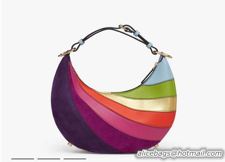 Wholesale Discount Fendi graphy Small Leather bag with multicolor inlay 8BR798A Rainbow