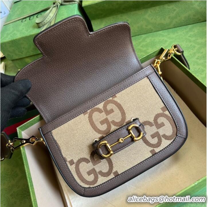 Top Quality Gucci Horsebit 1955 jumbo GG mini bag 658574 brown