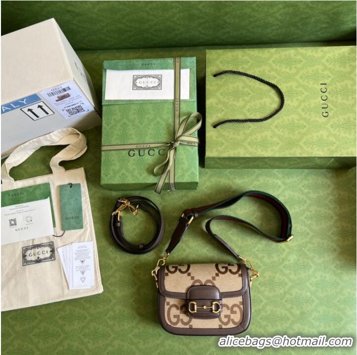 Top Quality Gucci Horsebit 1955 jumbo GG mini bag 658574 brown