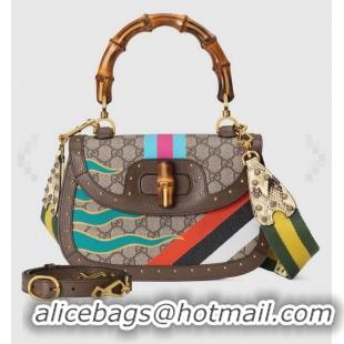 Famous Brand Gucci top handle bag with Bamboo 675798 colorful pattern