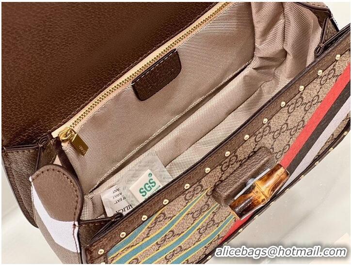 Famous Brand Gucci top handle bag with Bamboo 675798 colorful pattern