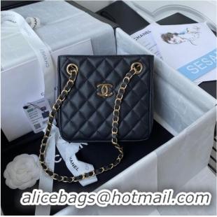 Big Discount Chanel mini Shoulder Bag Grained Calfskin&Gold-Tone Metal AS3176 black