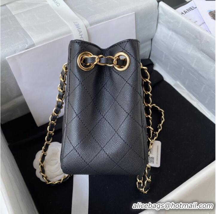 Big Discount Chanel mini Shoulder Bag Grained Calfskin&Gold-Tone Metal AS3176 black