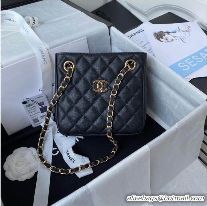 Big Discount Chanel mini Shoulder Bag Grained Calfskin&Gold-Tone Metal AS3176 black