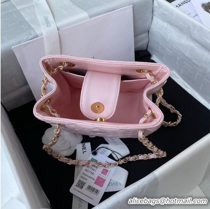 Spot Bulk Chanel mini Shoulder Bag Grained Calfskin&Gold-Tone Metal AS3176 pink