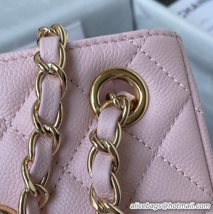 Spot Bulk Chanel mini Shoulder Bag Grained Calfskin&Gold-Tone Metal AS3176 pink