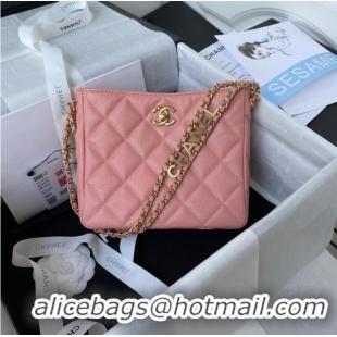 Noble Cheap Chanel Shoulder Bag Grained Calfskin&Gold-Tone Metal AS3223 pink