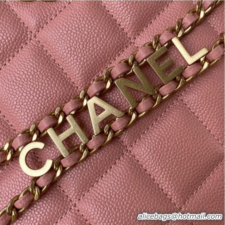 Noble Cheap Chanel Shoulder Bag Grained Calfskin&Gold-Tone Metal AS3223 pink