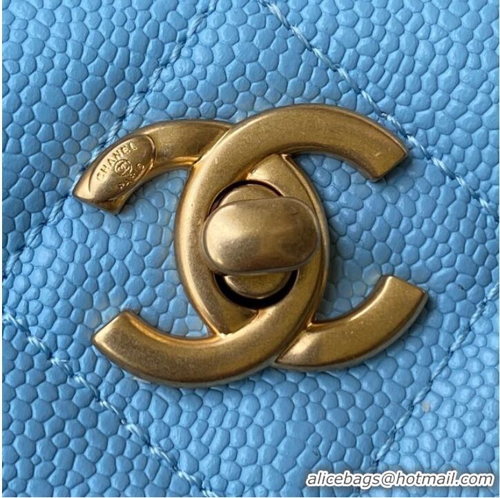 Best Price Chanel Shoulder Bag Grained Calfskin&Gold-Tone Metal AS3223 blue