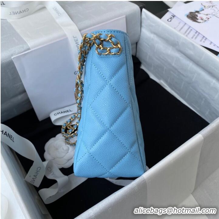 Best Price Chanel Shoulder Bag Grained Calfskin&Gold-Tone Metal AS3223 blue