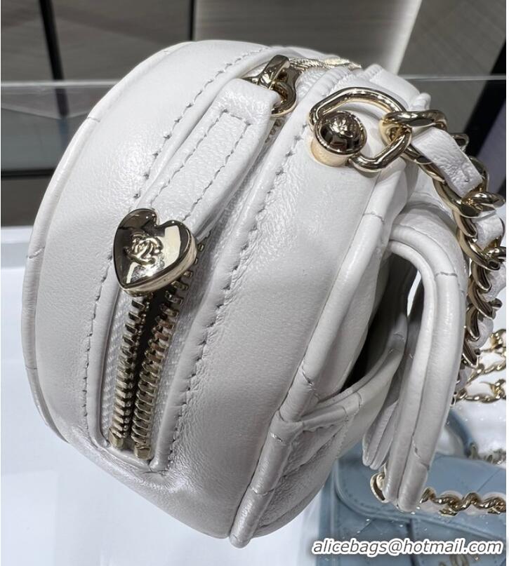 Top Quality Chanel 2022S Love Heart mini Lambskin Crossbody Chain Bag AO2784 White