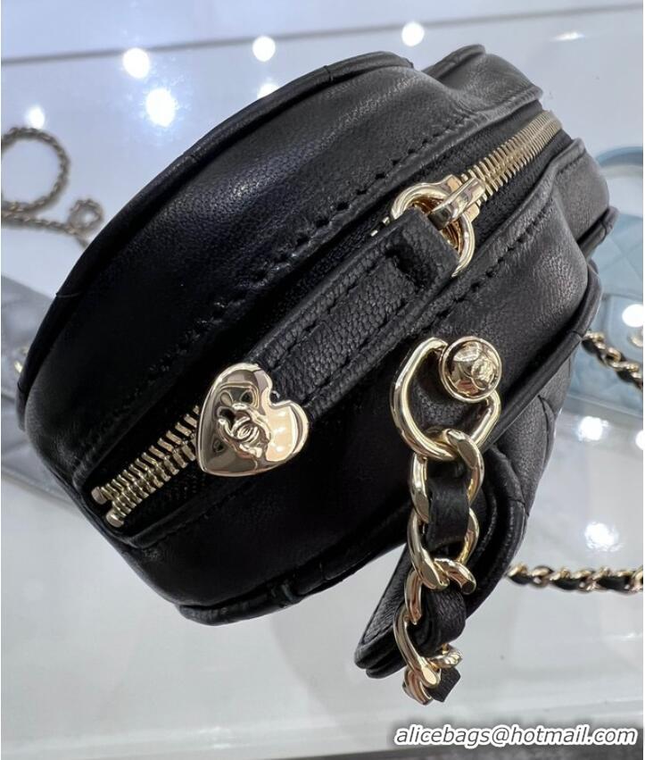 Buy Discount Chanel 2022S Love Heart mini Lambskin Crossbody Chain Bag AO2784 black