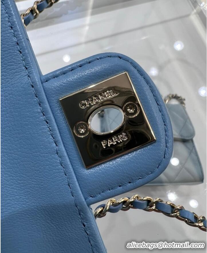 Top Grade Chanel 2022S Love Heart mini Lambskin Crossbody Chain Bag AO2784 blue