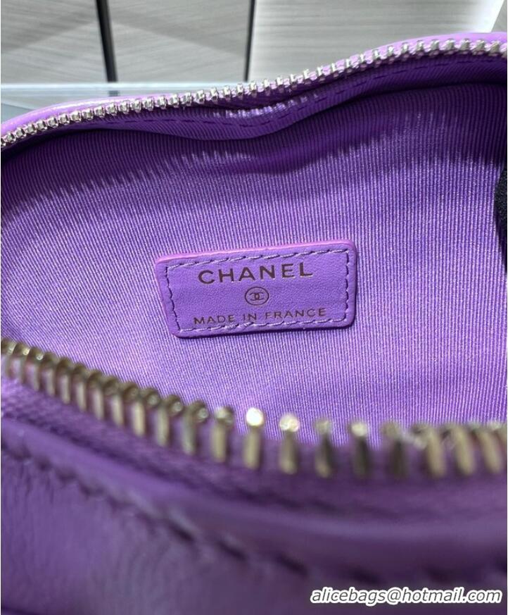 Reasonable Price Chanel 2022S Love Heart mini Lambskin Crossbody Chain Bag AO2784 Purple