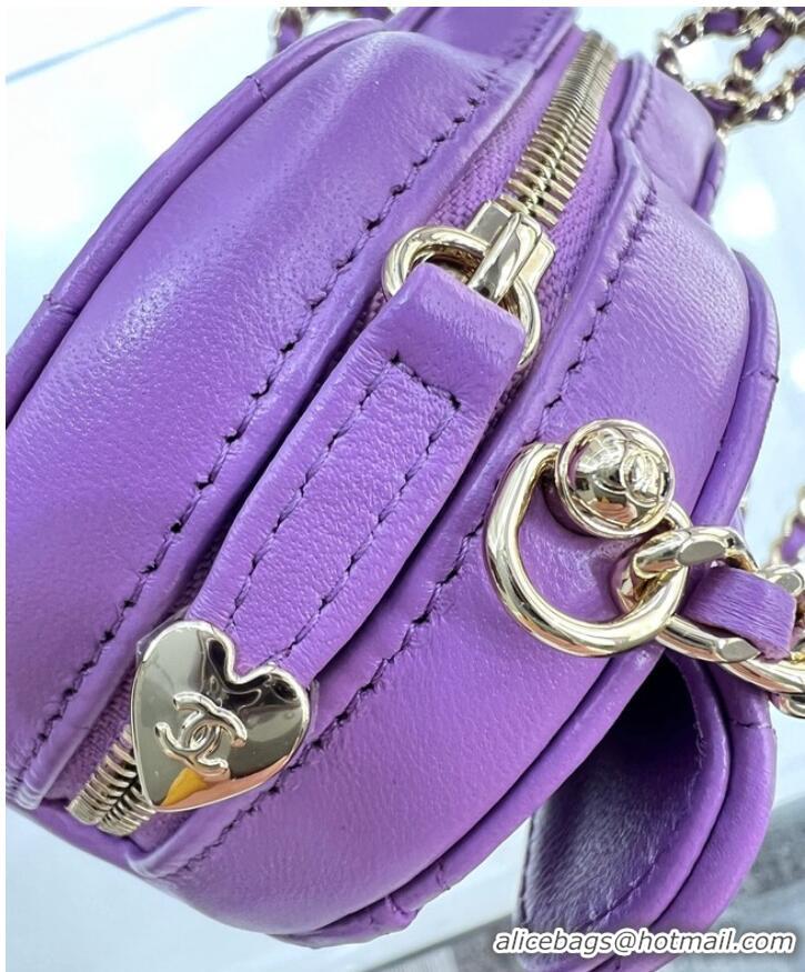 Reasonable Price Chanel 2022S Love Heart mini Lambskin Crossbody Chain Bag AO2784 Purple