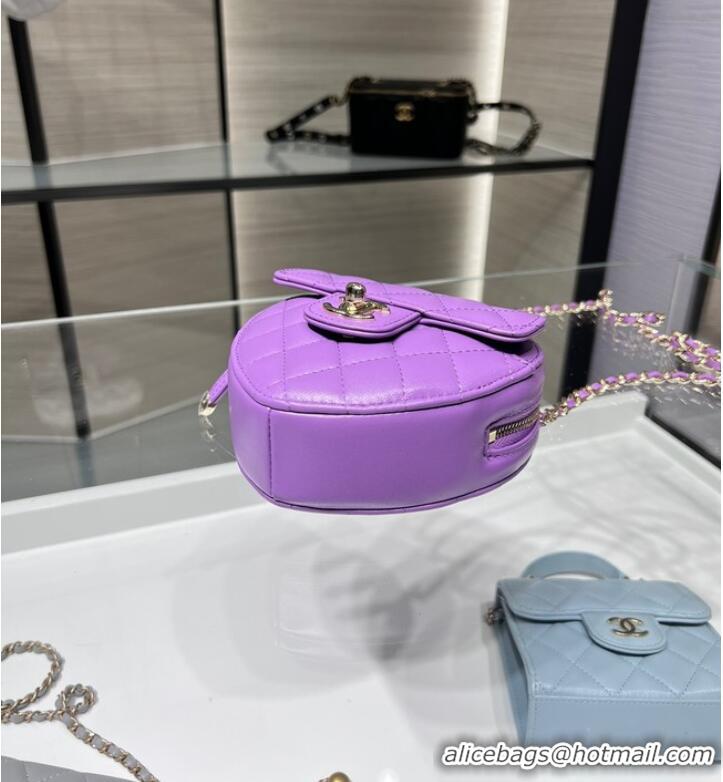 Reasonable Price Chanel 2022S Love Heart mini Lambskin Crossbody Chain Bag AO2784 Purple