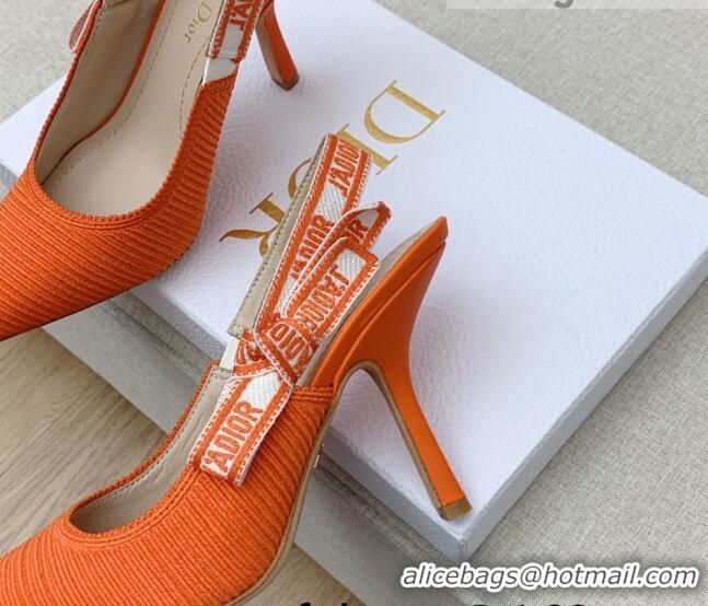 Perfect Dior J'Adior Slingback Pumps 9.5cm in Bright Orange Embroidered Cotton Ribbon 042220