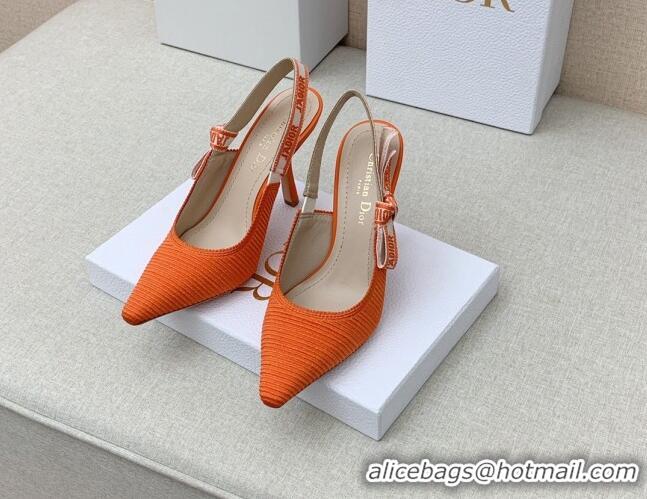 Perfect Dior J'Adior Slingback Pumps 9.5cm in Bright Orange Embroidered Cotton Ribbon 042220