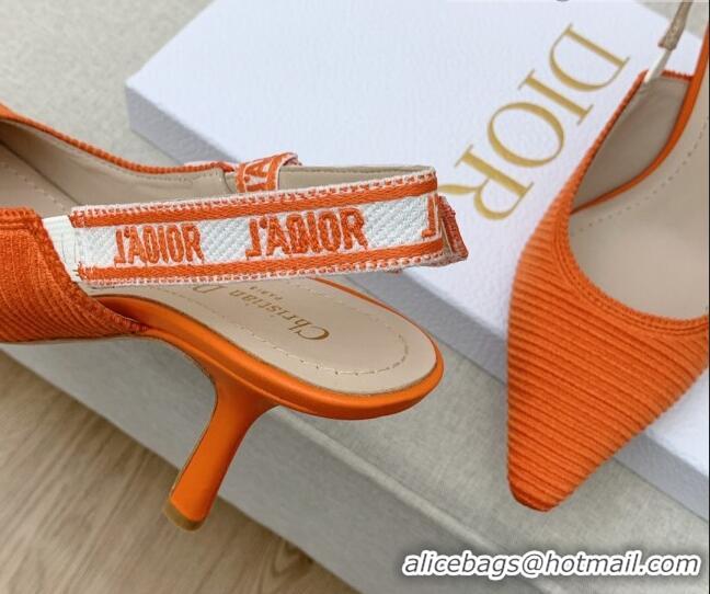 Perfect Dior J'Adior Slingback Pumps 9.5cm in Bright Orange Embroidered Cotton Ribbon 042220