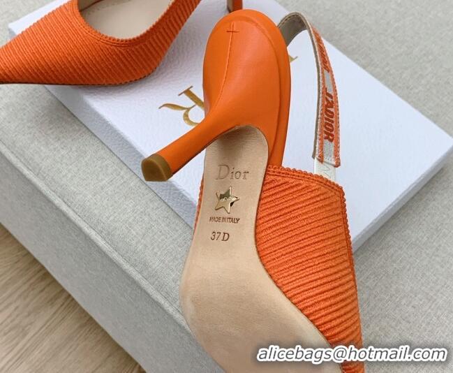 Perfect Dior J'Adior Slingback Pumps 9.5cm in Bright Orange Embroidered Cotton Ribbon 042220