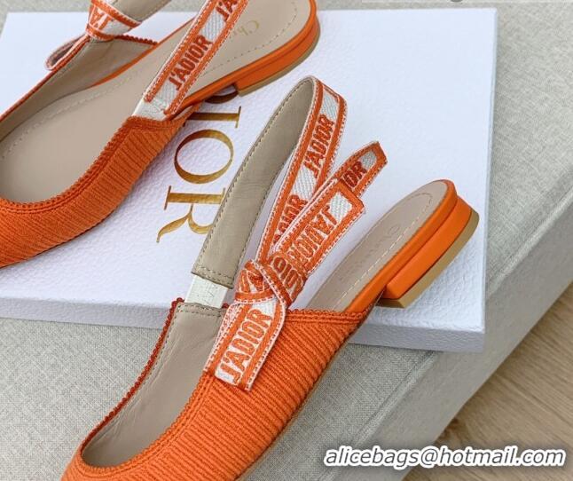 Chic Dior J'Adior Slingback Ballerinas Flat in Bright Orange Embroidered Cotton Ribbon 042222