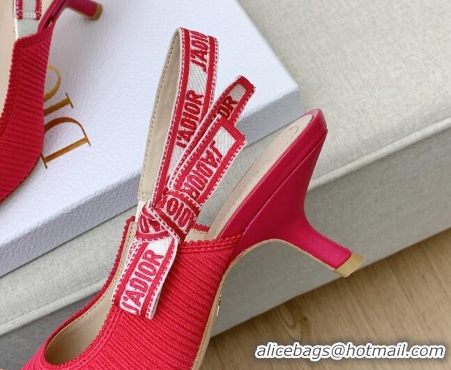 Low Price Dior J'Adior Slingback Pumps 6.5cm in Red Embroidered Cotton Ribbon 042224