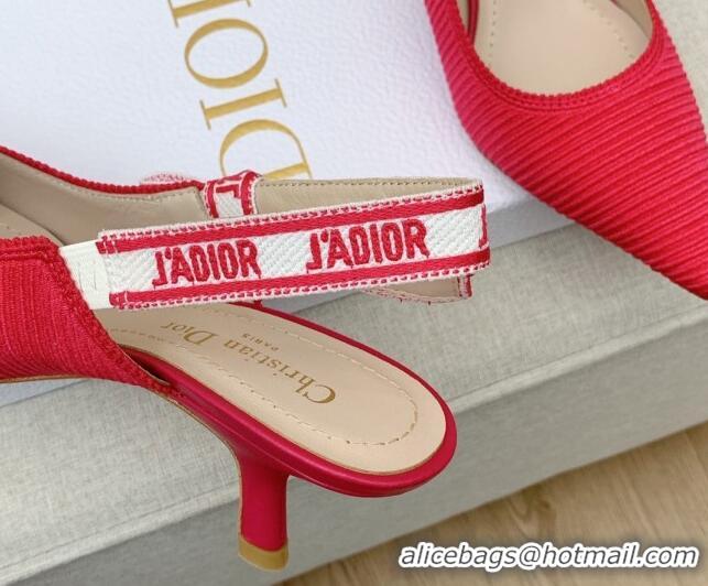 Low Price Dior J'Adior Slingback Pumps 6.5cm in Red Embroidered Cotton Ribbon 042224