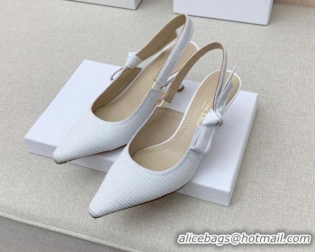 Pretty Style Dior J'Adior Slingback Pumps 6.5cm in White Embroidered Cotton Ribbon 042227