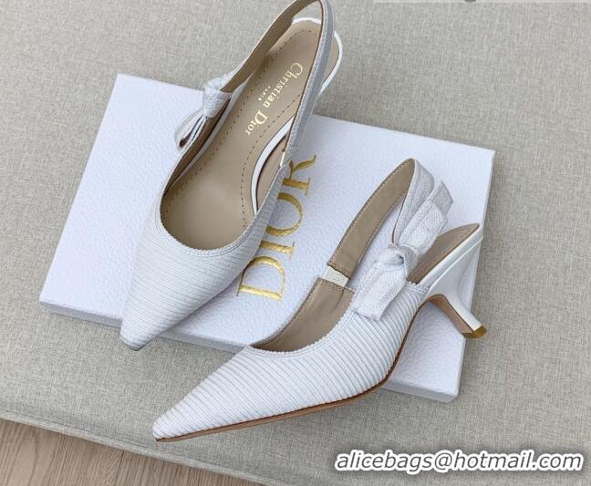 Pretty Style Dior J'Adior Slingback Pumps 6.5cm in White Embroidered Cotton Ribbon 042227