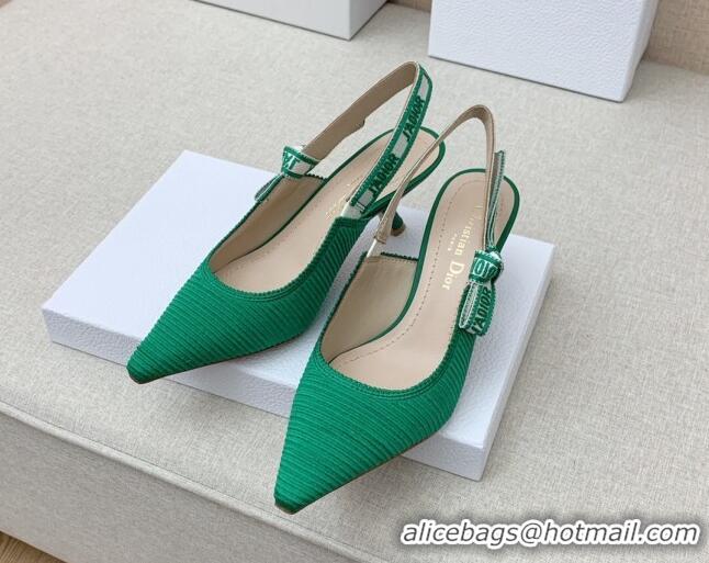 Hot Style Dior J'Adior Slingback Pumps 6.5cm in Green Embroidered Cotton Ribbon 042230