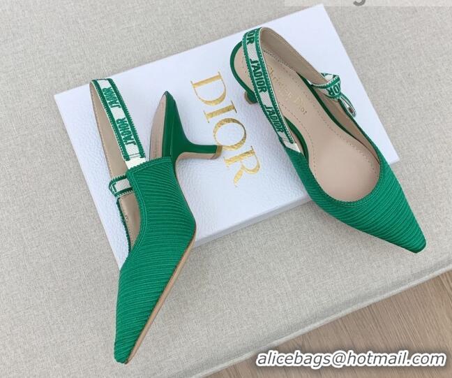 Hot Style Dior J'Adior Slingback Pumps 6.5cm in Green Embroidered Cotton Ribbon 042230