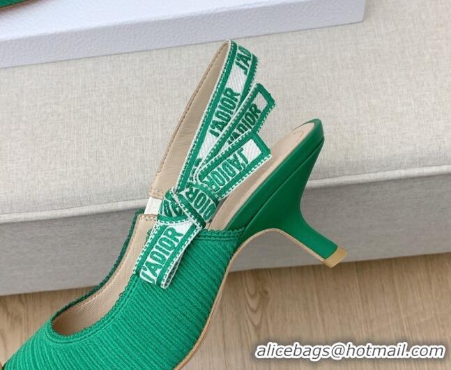 Hot Style Dior J'Adior Slingback Pumps 6.5cm in Green Embroidered Cotton Ribbon 042230