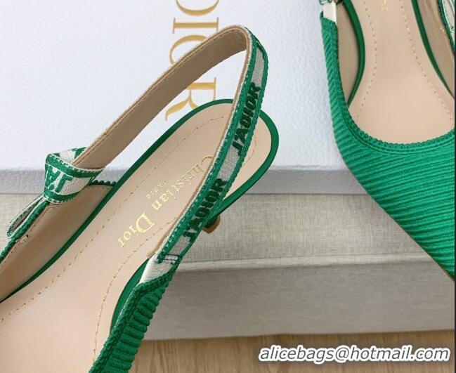 Hot Style Dior J'Adior Slingback Pumps 6.5cm in Green Embroidered Cotton Ribbon 042230