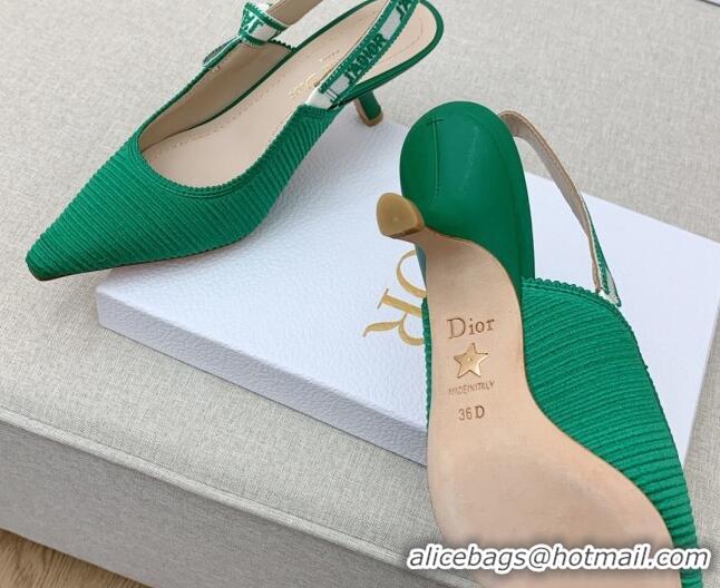 Hot Style Dior J'Adior Slingback Pumps 6.5cm in Green Embroidered Cotton Ribbon 042230