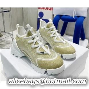 Hot Style Dior D-Connect Sneaker in Gold Laminated Mesh 042258