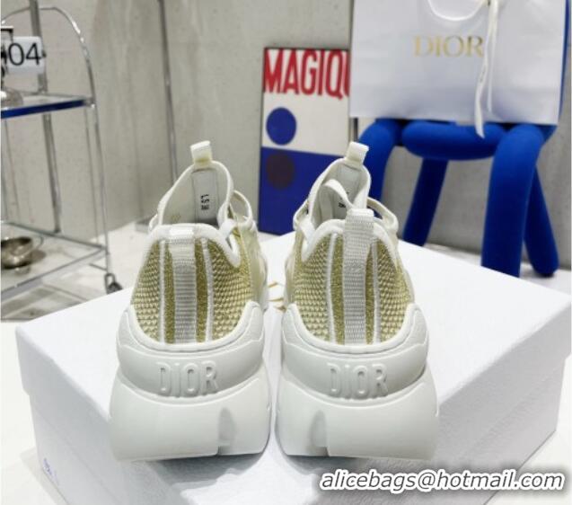 Hot Style Dior D-Connect Sneaker in Gold Laminated Mesh 042258