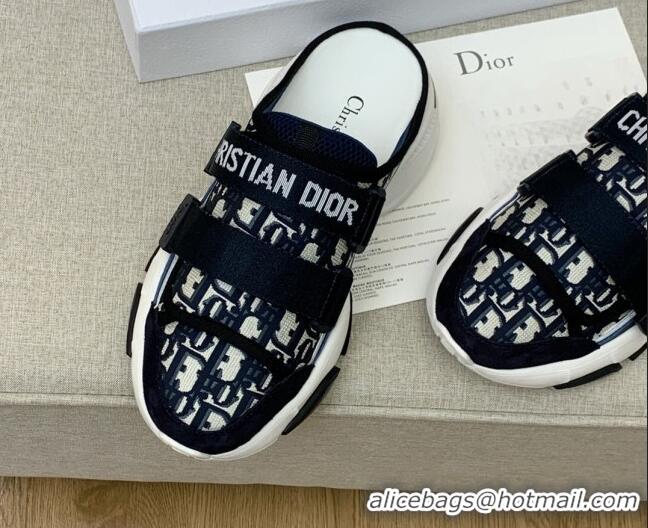 Purchase Dior D-Wander Sneaker Mules in Deep Blue Oblique Fabric 042259