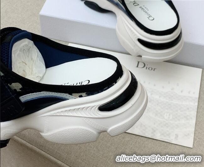 Purchase Dior D-Wander Sneaker Mules in Deep Blue Oblique Fabric 042259