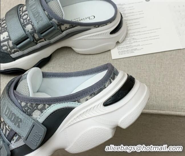 Popular Style Dior D-Wander Sneaker Mules in Grey Oblique Fabric 042260