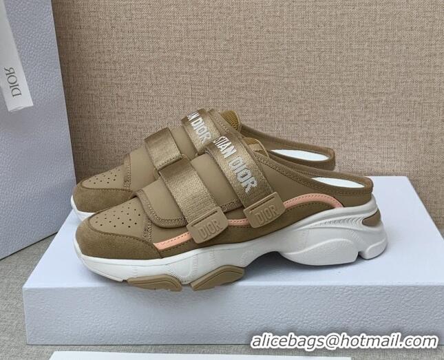 Good Quality Dior D-Wander Sneaker Mules in Khaki Technical Fabric 042263