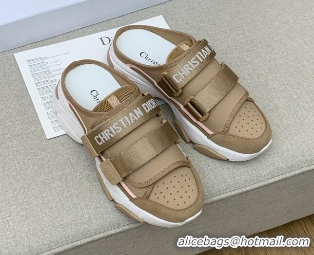 Good Quality Dior D-Wander Sneaker Mules in Khaki Technical Fabric 042263