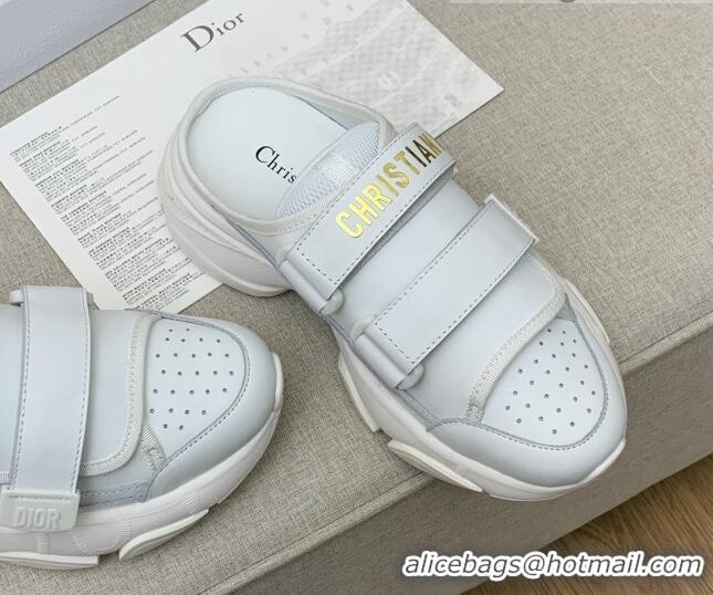 Classic Hot Dior D-Wander Calfskin Sneaker Mules White 042264