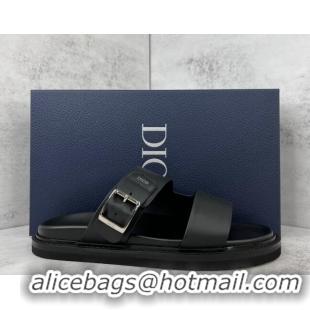 Grade Dior Men's Leather Slide Sandals Black 042703