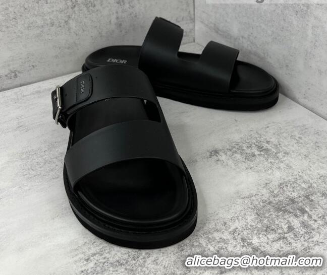 Grade Dior Men's Leather Slide Sandals Black 042703