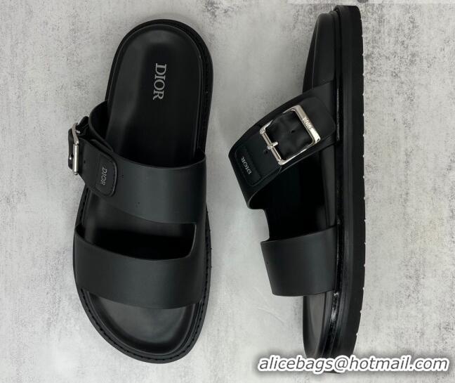 Grade Dior Men's Leather Slide Sandals Black 042703