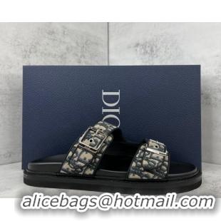 Sumptuous Dior Men's Oblique Canvas Slide Sandals 042704