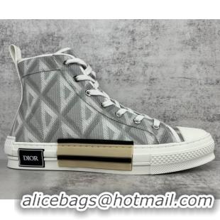 Sophisticated Dior B23 High-top Sneakers in Ligh Grey CD Diamond Canvas 042708