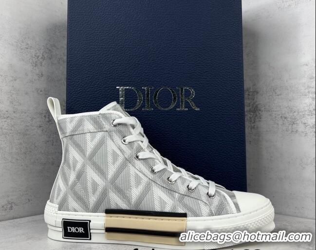 Sophisticated Dior B23 High-top Sneakers in Ligh Grey CD Diamond Canvas 042708