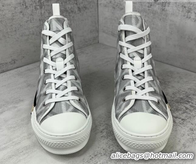 Sophisticated Dior B23 High-top Sneakers in Ligh Grey CD Diamond Canvas 042708