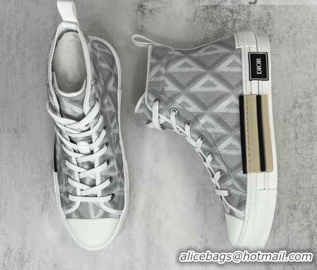 Sophisticated Dior B23 High-top Sneakers in Ligh Grey CD Diamond Canvas 042708